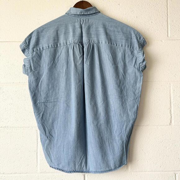 Madewell Chambray Button Up Collared Oversized Blouse Top Women’s XXS - Picture 2 of 4